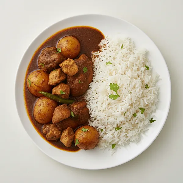 Chicken Kosha with Streamed Rice